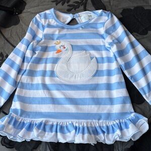 Blue and White Striped Swan Dress
